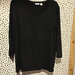 Chicos Zenergy sz3 top with sequins and velvet flocking. Like new